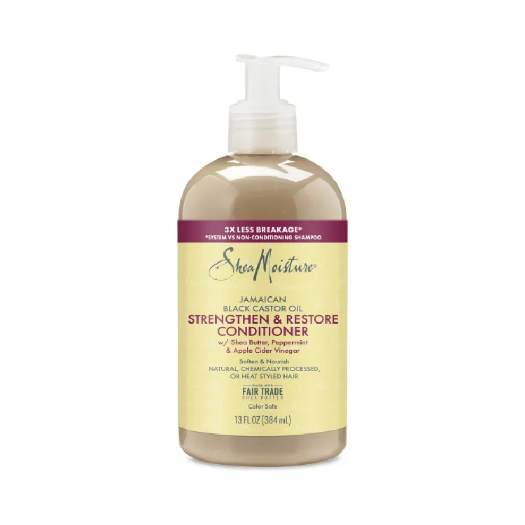 Shea Moisture Jamaican Black Castor Oil Strengthen and Restore Conditioner pour cheveux bouclés disponible chez Poppy Curly